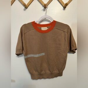 The Endery Short Sleeve Cotton Sweater Size XS/S Preppy Classic Crew Neck